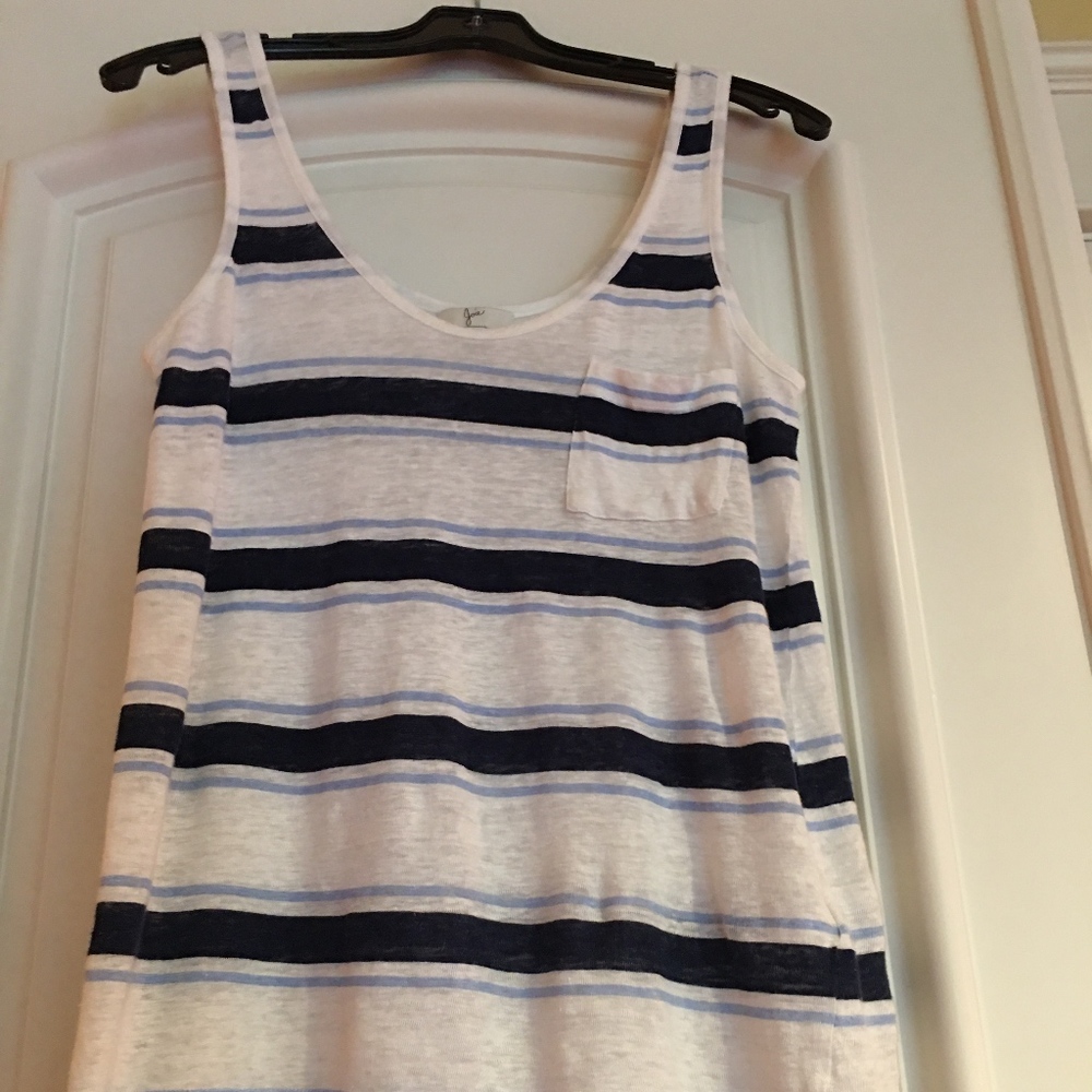 Blue and creme striped tank top